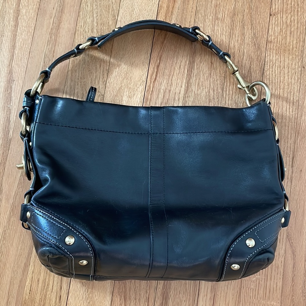 Coach vintage black leather purse with gold detailing - Picture 2 of 2